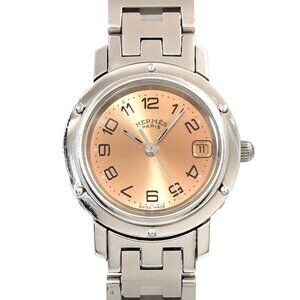 HERMES Clipper CL4 210 Date Pink Dial Quarts Ladies Watch 90273484